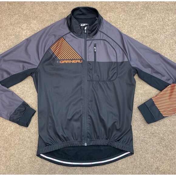 Louis Garneau Cycling Jacket Mens M Fleece Lined Zip-Up Long Sleeve Rear Pockets - Picture 1 of 9